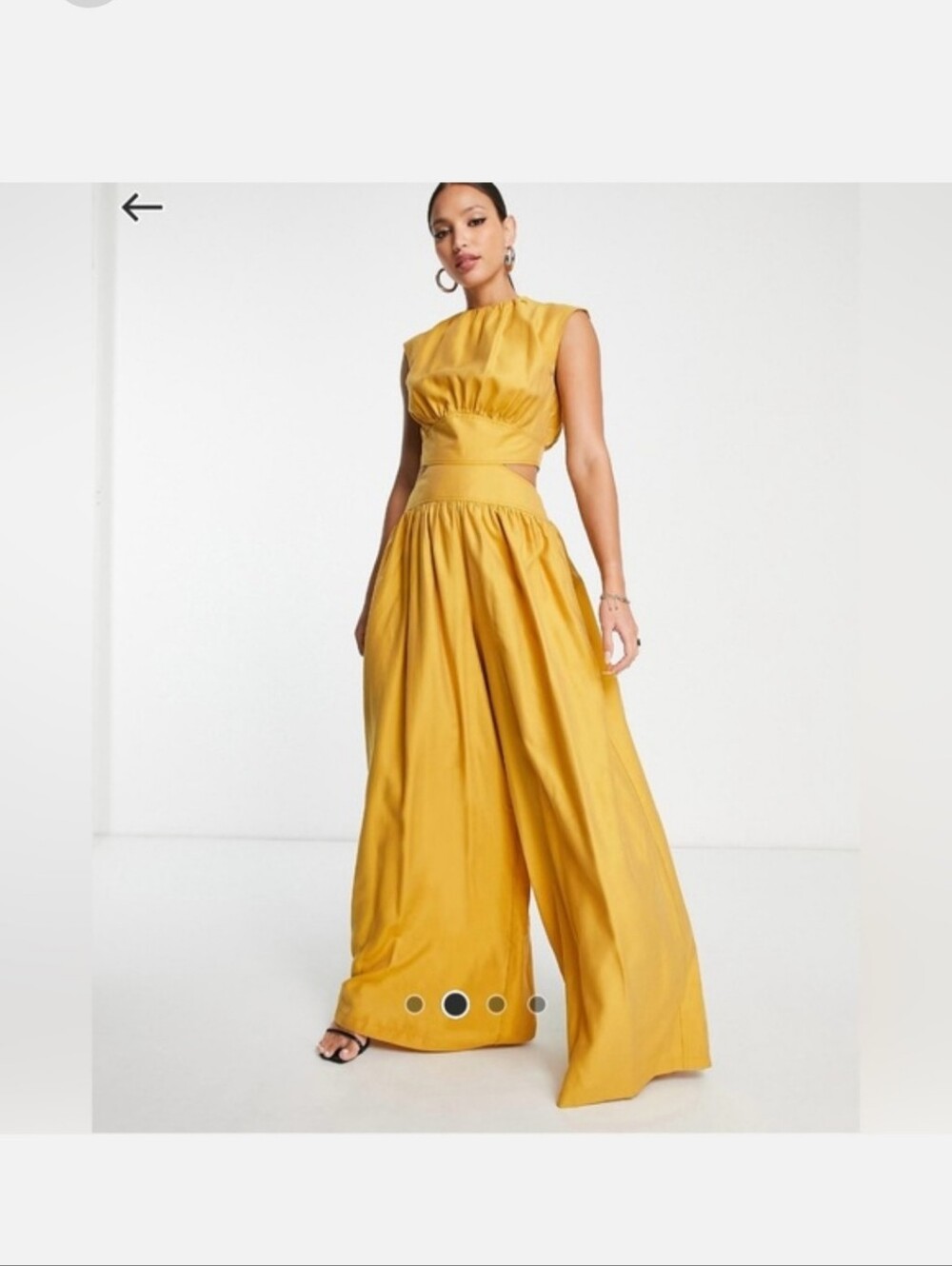 ASOS Mustard Yellow Cut Out Jumpsuit with Tie Back